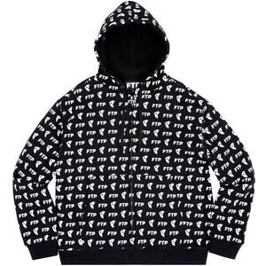 FTP x FAMOUS ALL OVER LOGO ZIP HOODIE Black Large | Fuckthepopulation